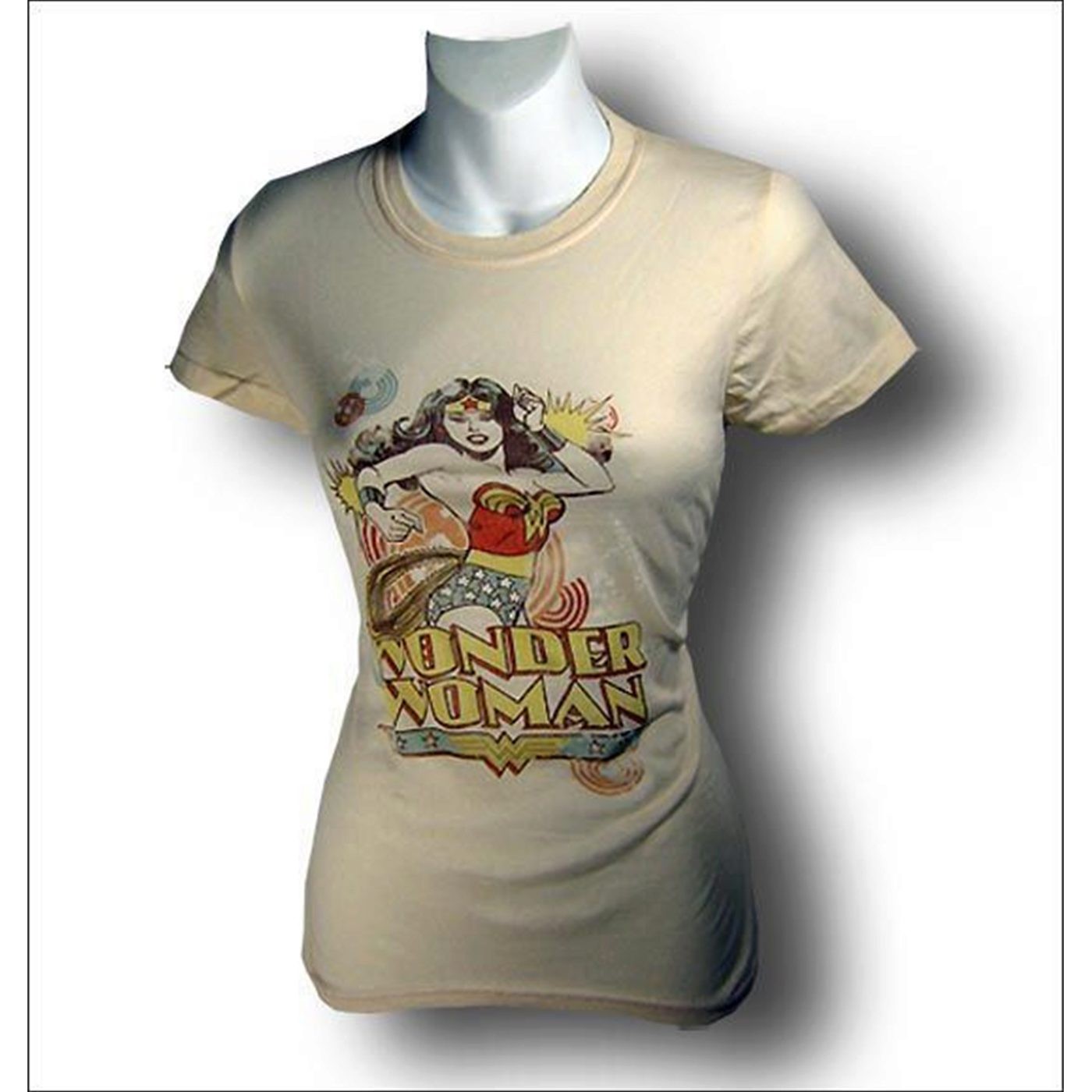 Wonder Woman Juniors Cream Bling T-Shirt, Brown