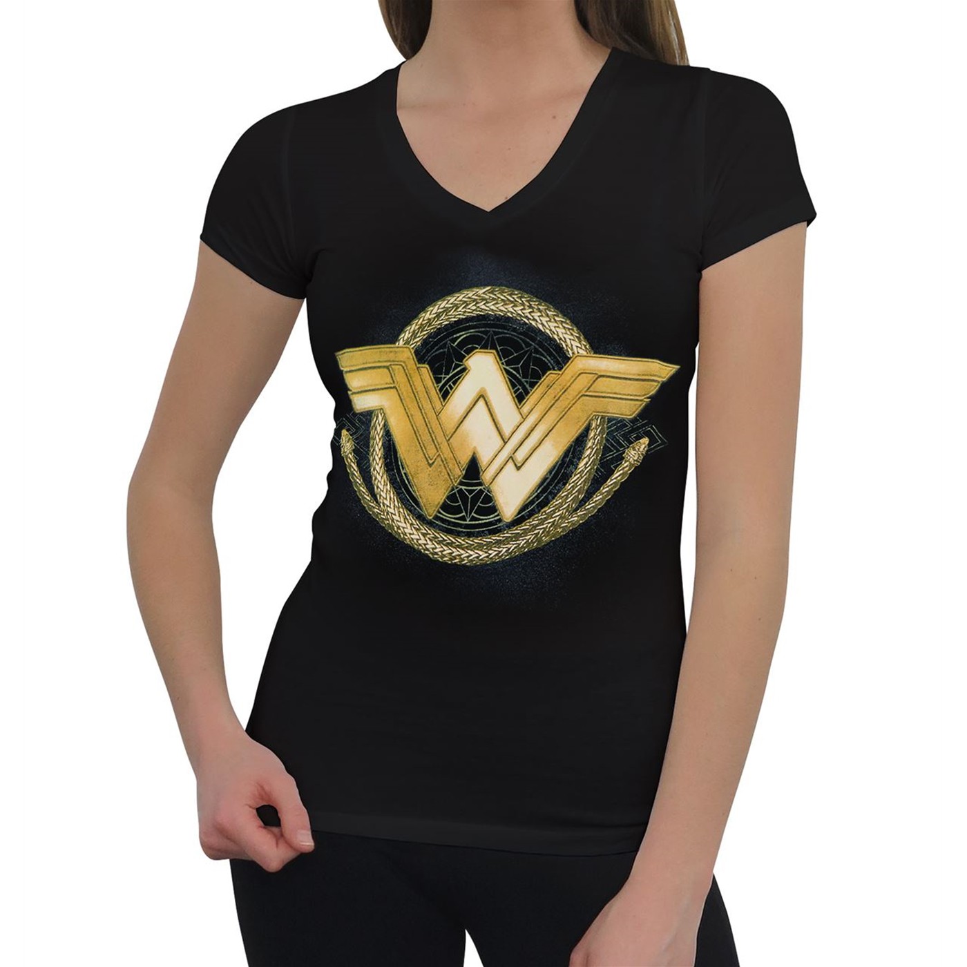Wonder Woman Movie Golden Lasso Women's V-Neck T-Shirt, Black