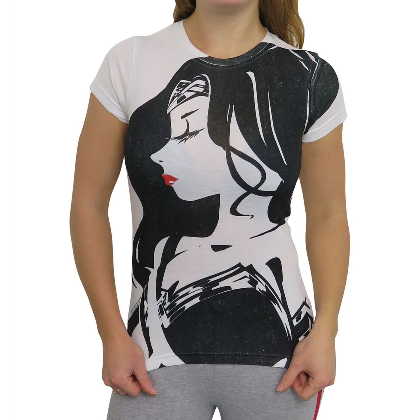 Wonder Woman Profile Sublimated Women's T-Shirt, White