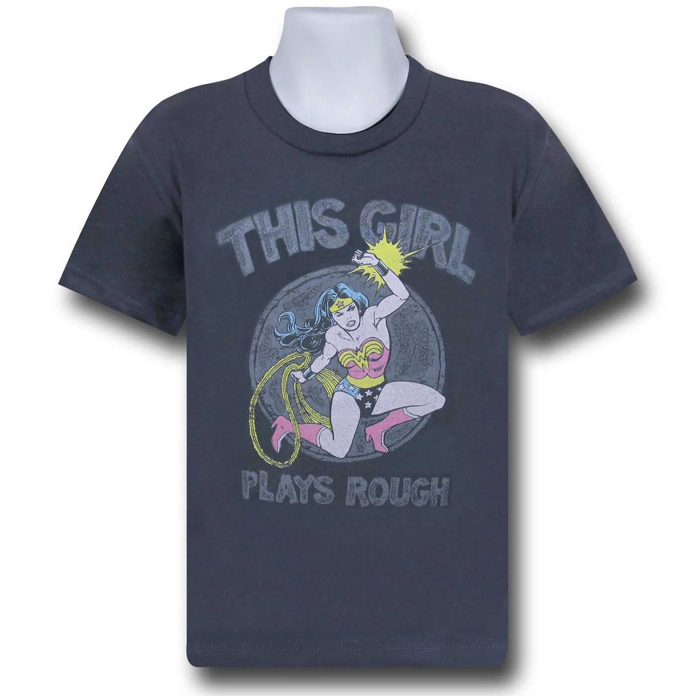 Wonder Woman Plays Rough Kids T-Shirt, Grey