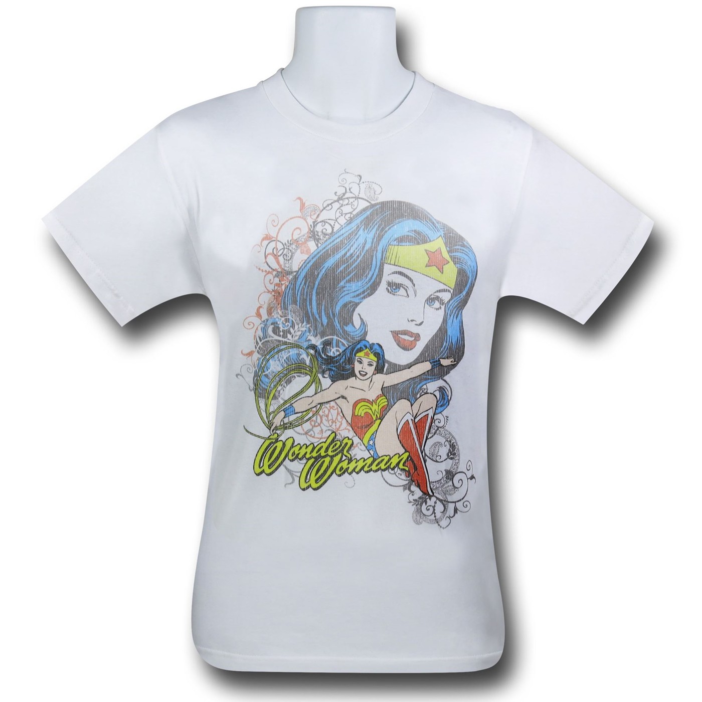 Wonder Woman Men's White Distressed T-Shirt, White