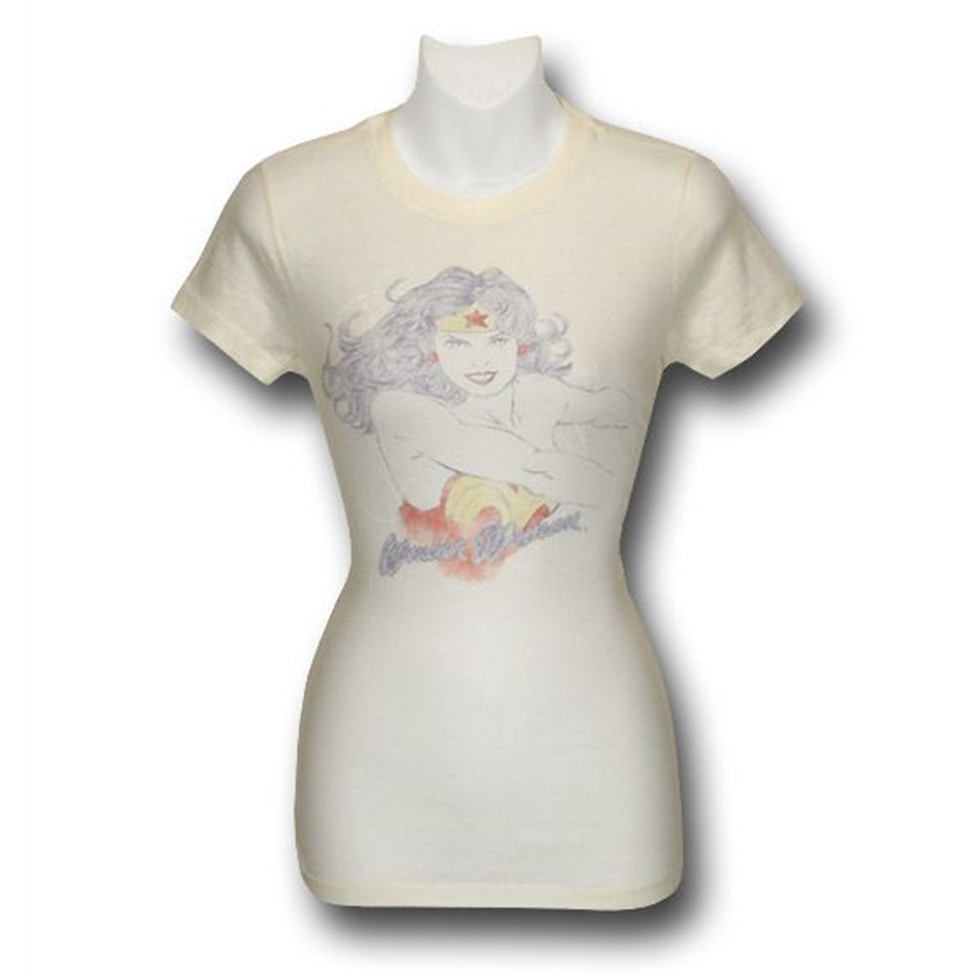 Wonder Woman Sketch Junior Women T-Shirt, White