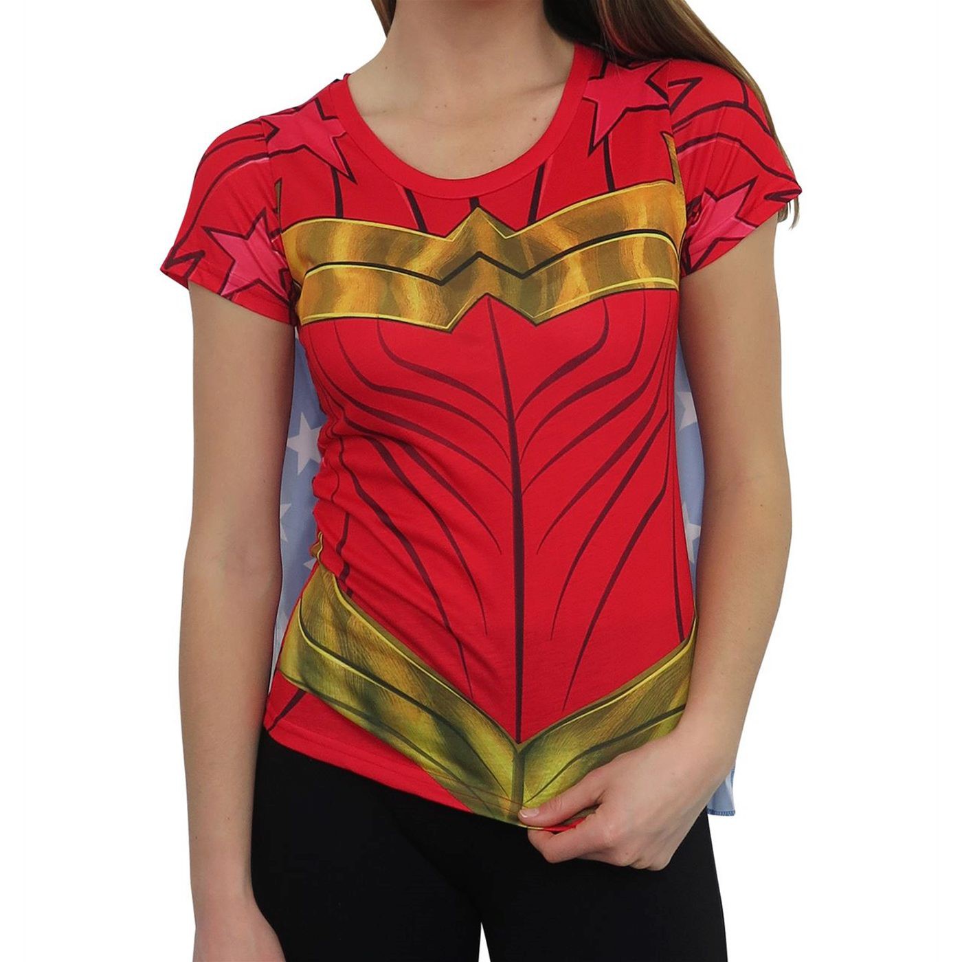 Wonder Woman Sublimated Caped Women's T-Shirt, Red