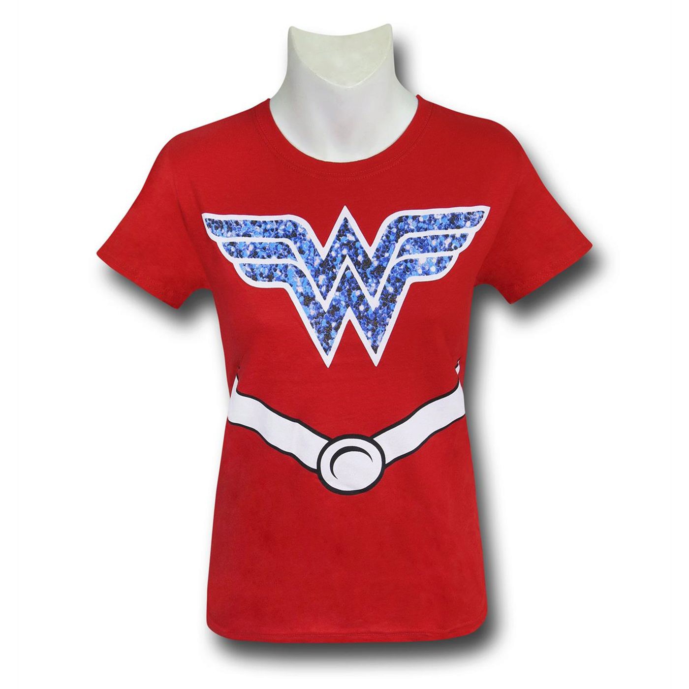 Wonder Woman Glitter Suit-Up Girls T-Shirt, Red