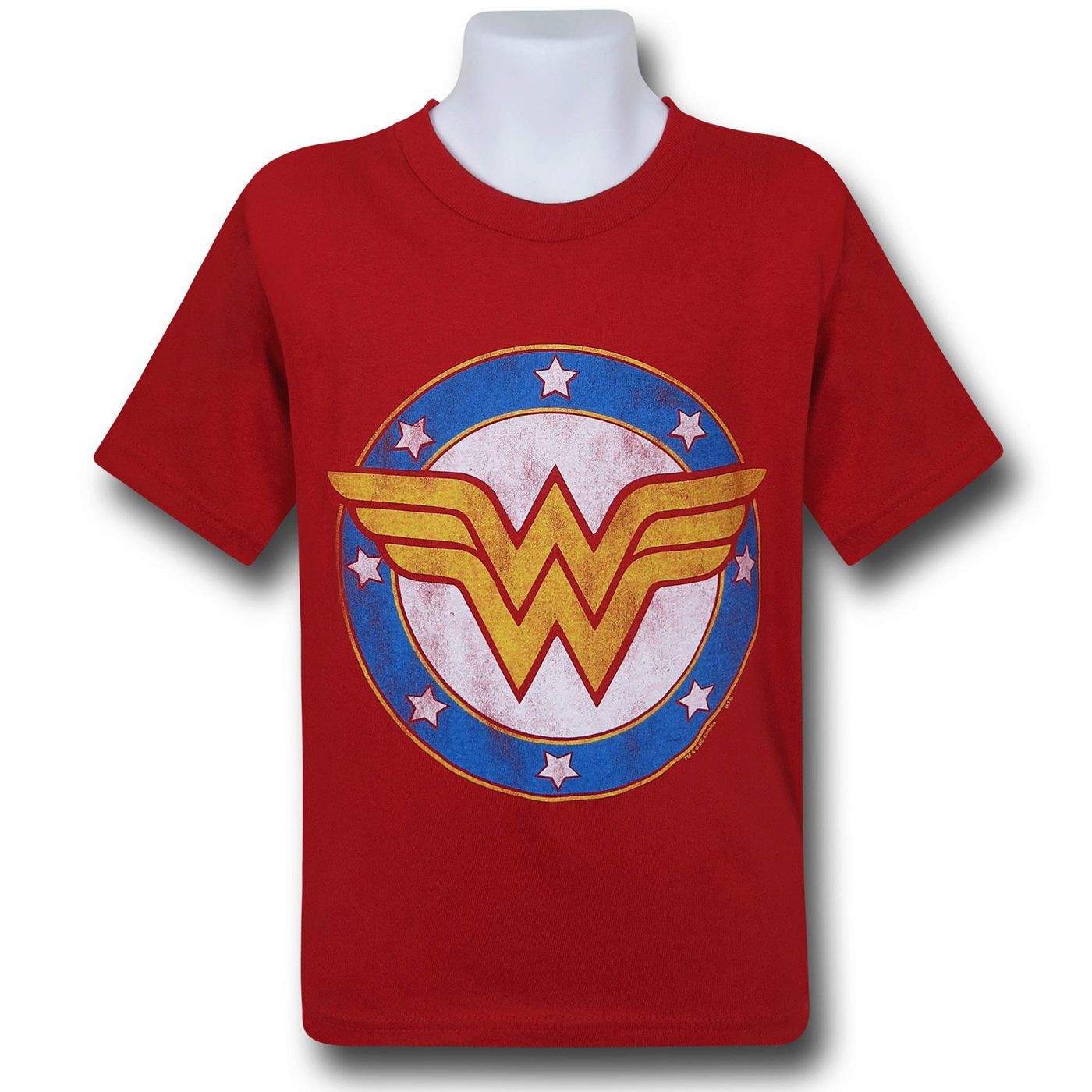 Wonder Woman Symbol & Stars Kids T-Shirt, Red