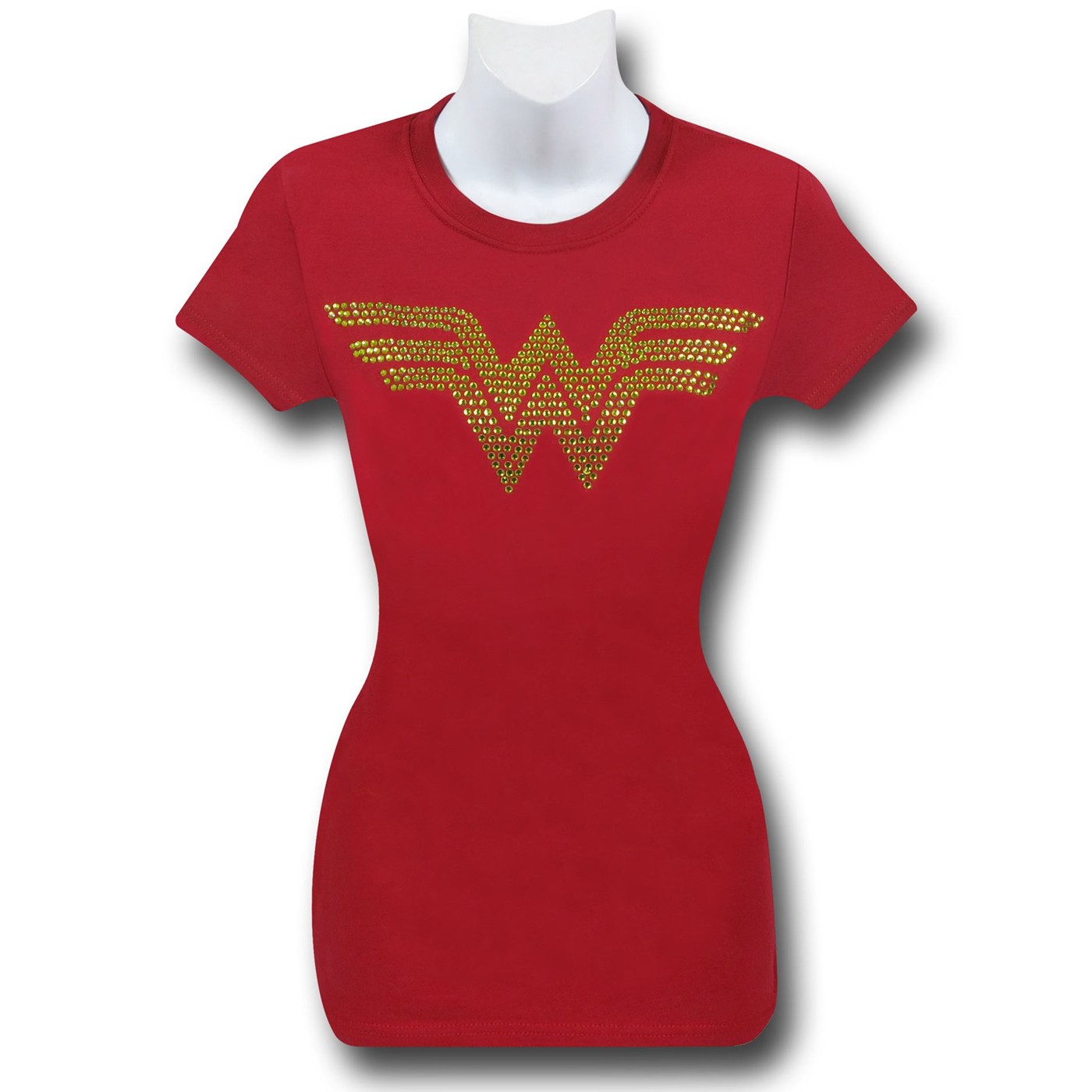 Wonder Woman Rhinestone Symbol Women's T-Shirt, Red