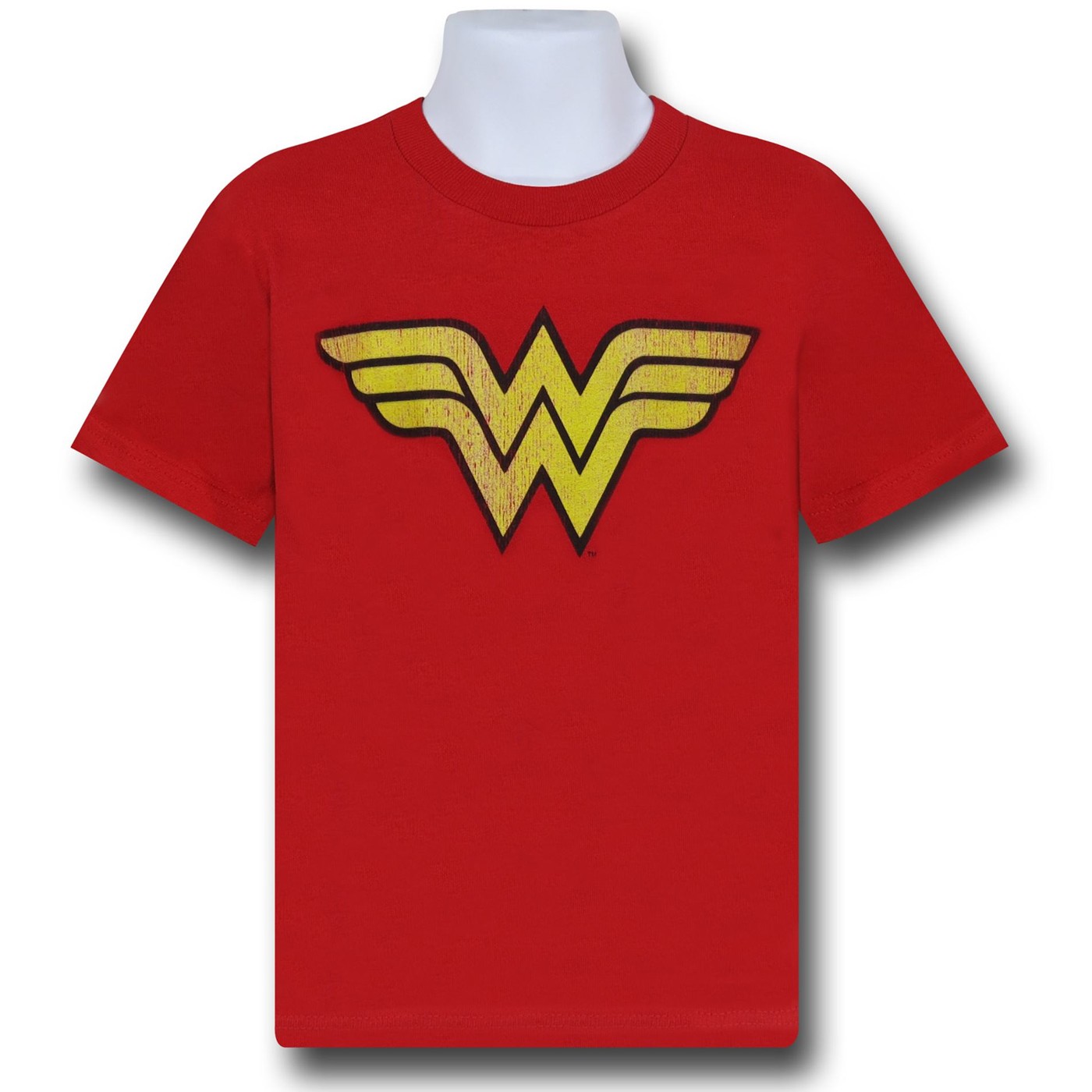 Wonder Woman Worn Symbol Kids T-Shirt, Red