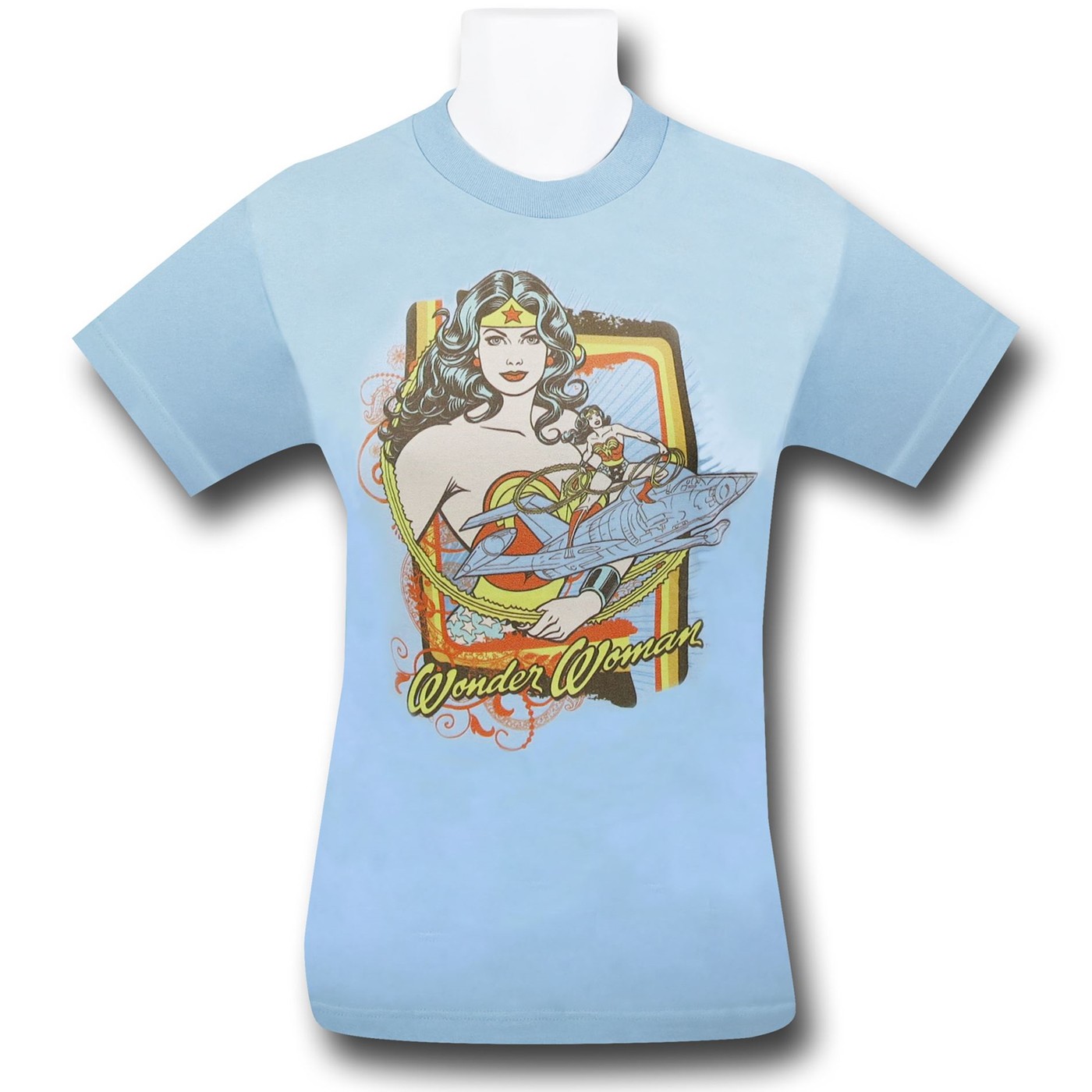 Wonder Woman Youth Light Blue Invisible Jet T-Shirt, Blue