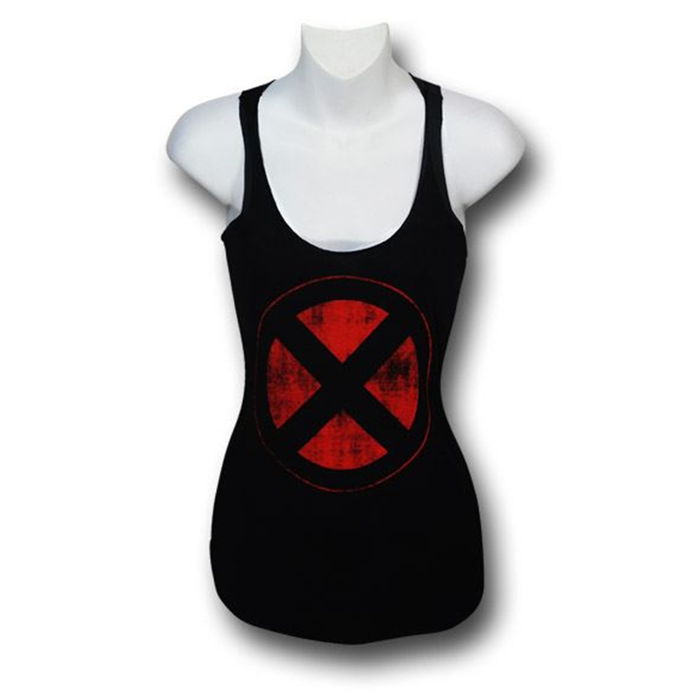 X-Men Distressed Black Women's 30 Single Tank Top, Black