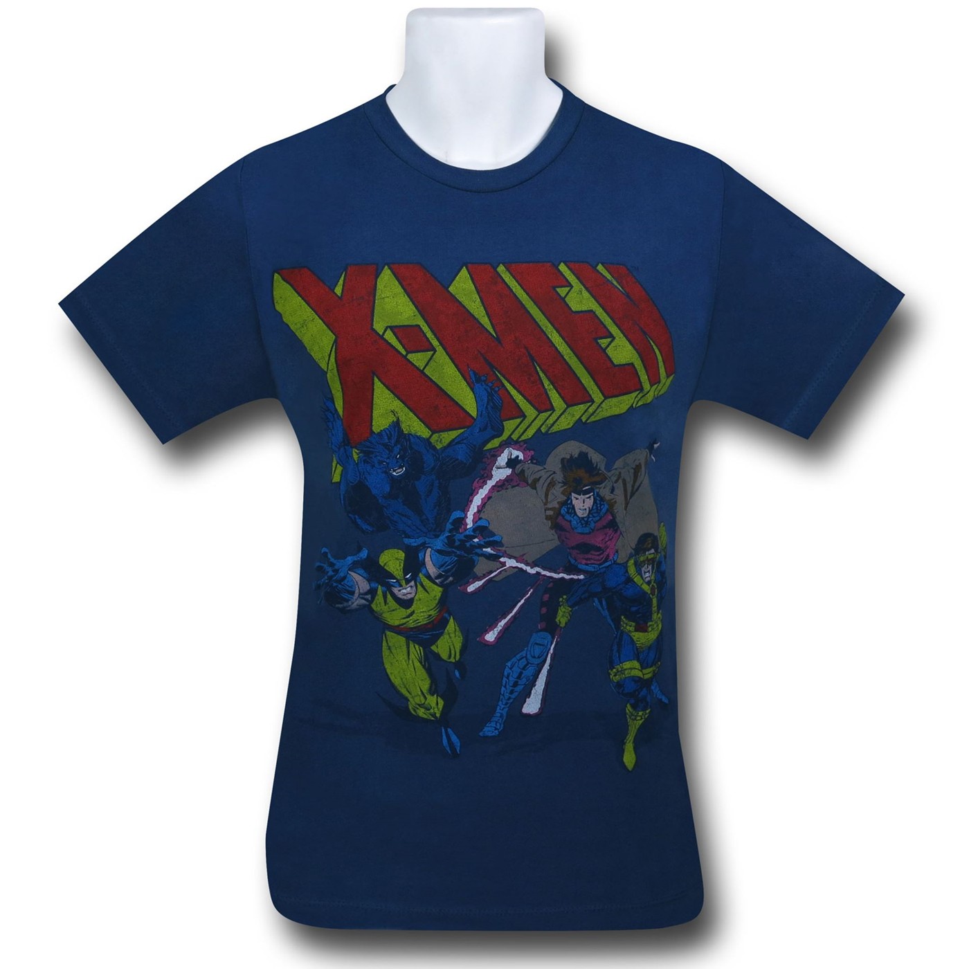 X-Men Charge Distressed Slate 30 Single T-Shirt, Blue