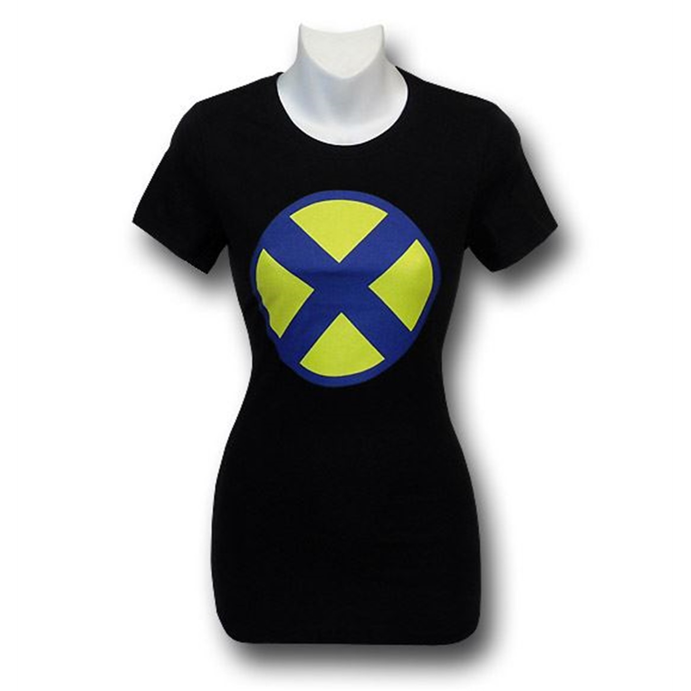X-Men Women's Distressed Symbol T-Shirt, Black