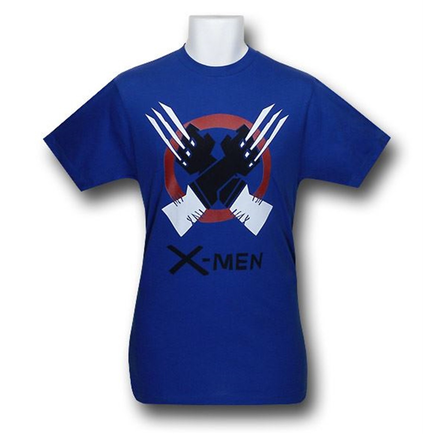 X-Men Wolverine Claws Cross 30 Single T-Shirt, Blue