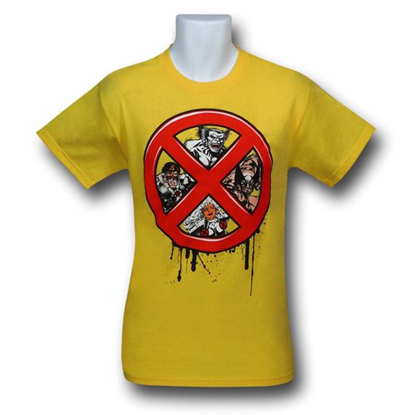 X-Men UV Colored Red Dripping Symbol T-Shirt, Yellow