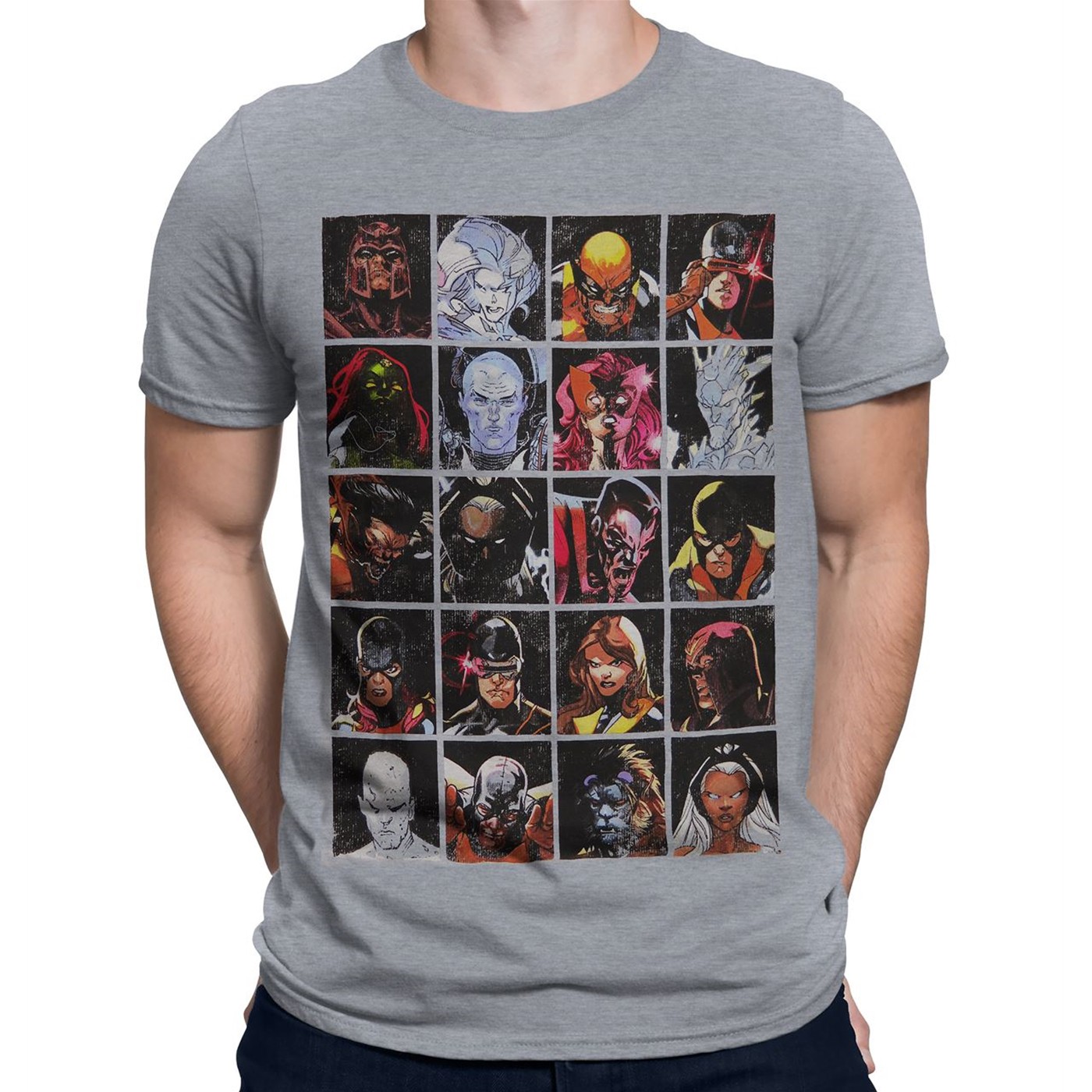 X-Men Mutant Grid Bunch Men's T-Shirt, Grey