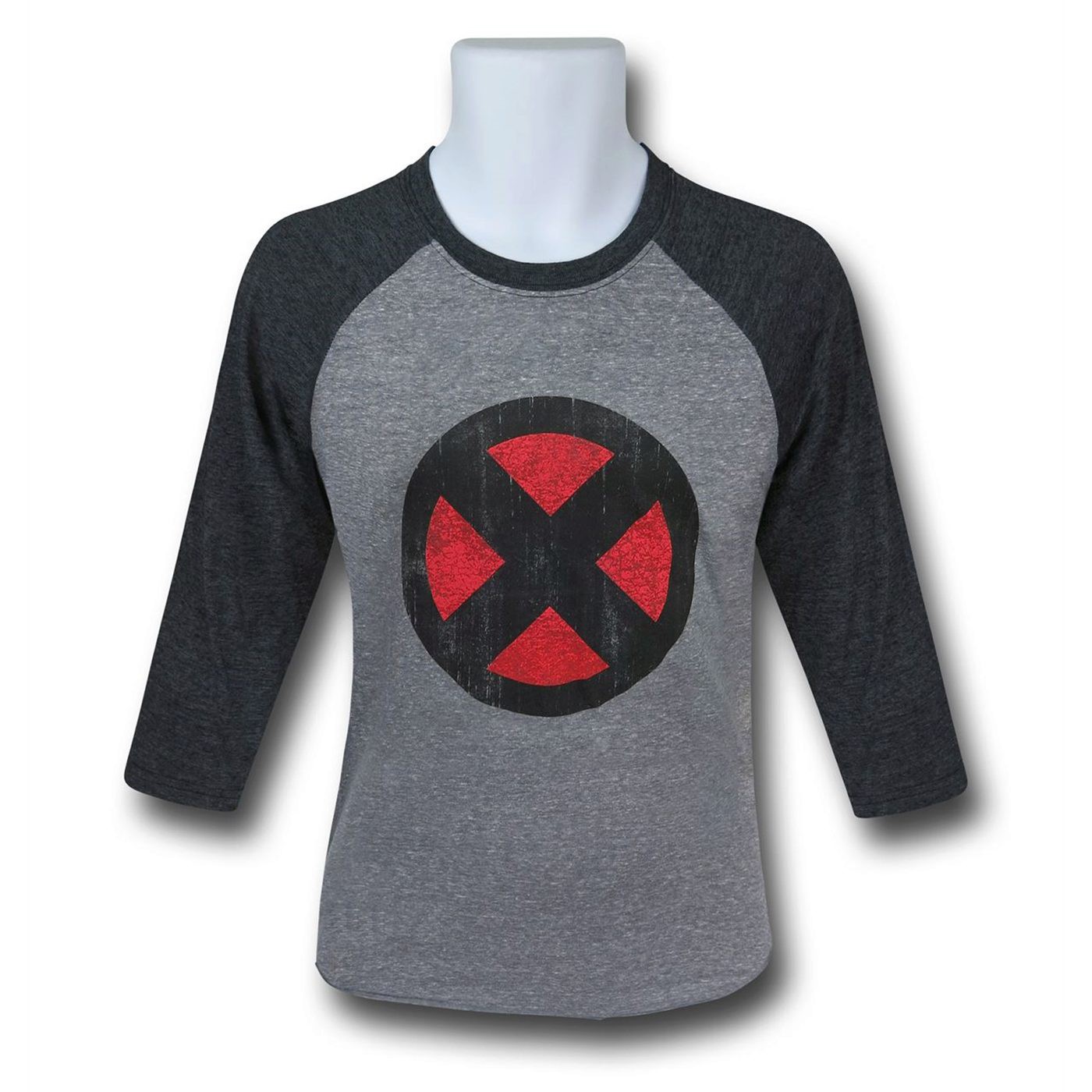 X-Men Symbol Men's Heather Baseball T-Shirt, Grey