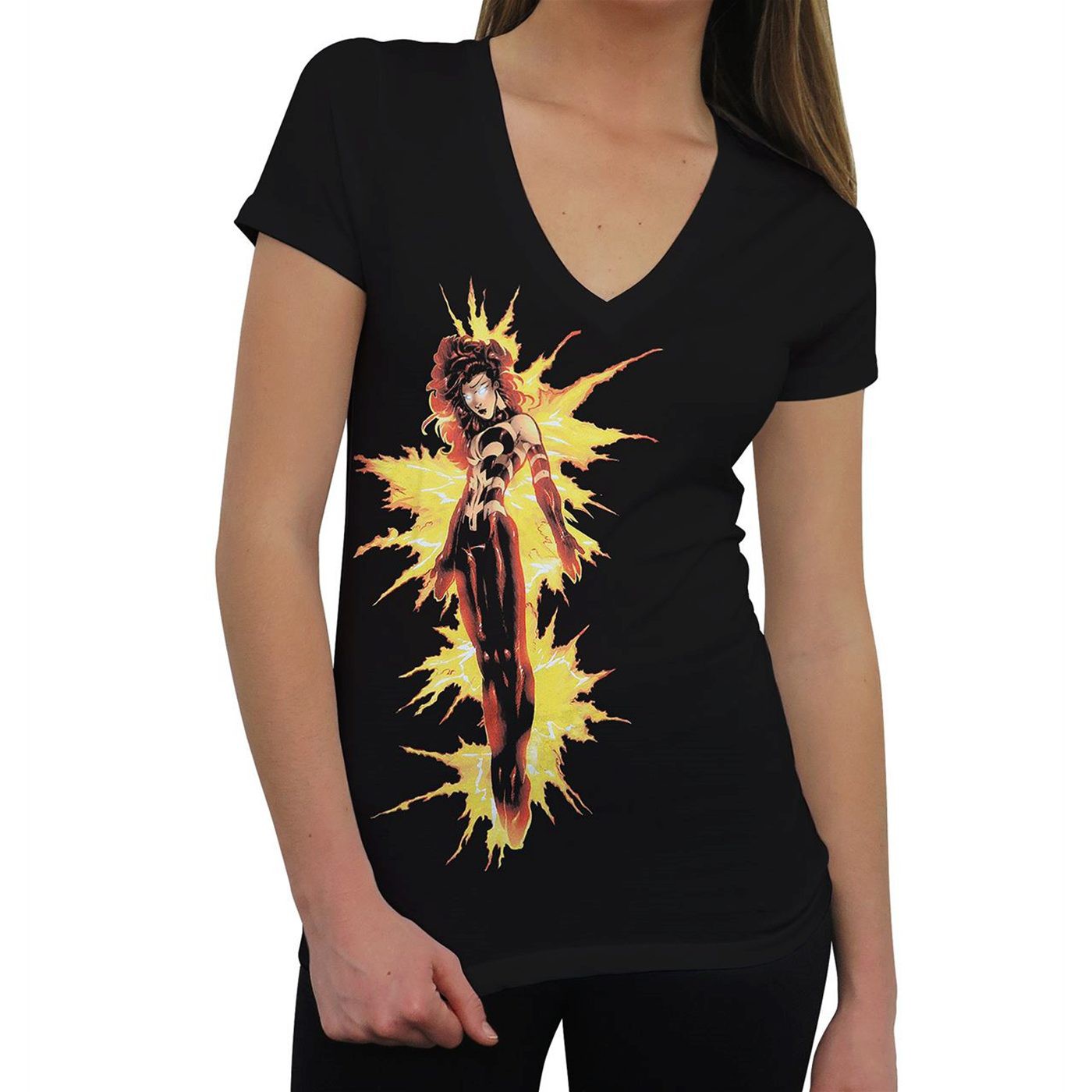 X-Men Fire Phoenix Women's V-Neck T-Shirt, Black