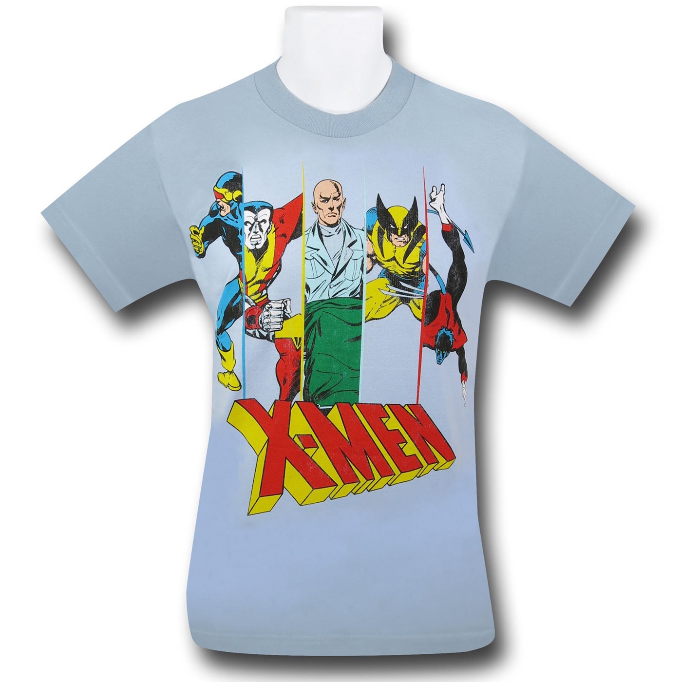X-Men Heroic Columns 30 Single T-Shirt, Blue