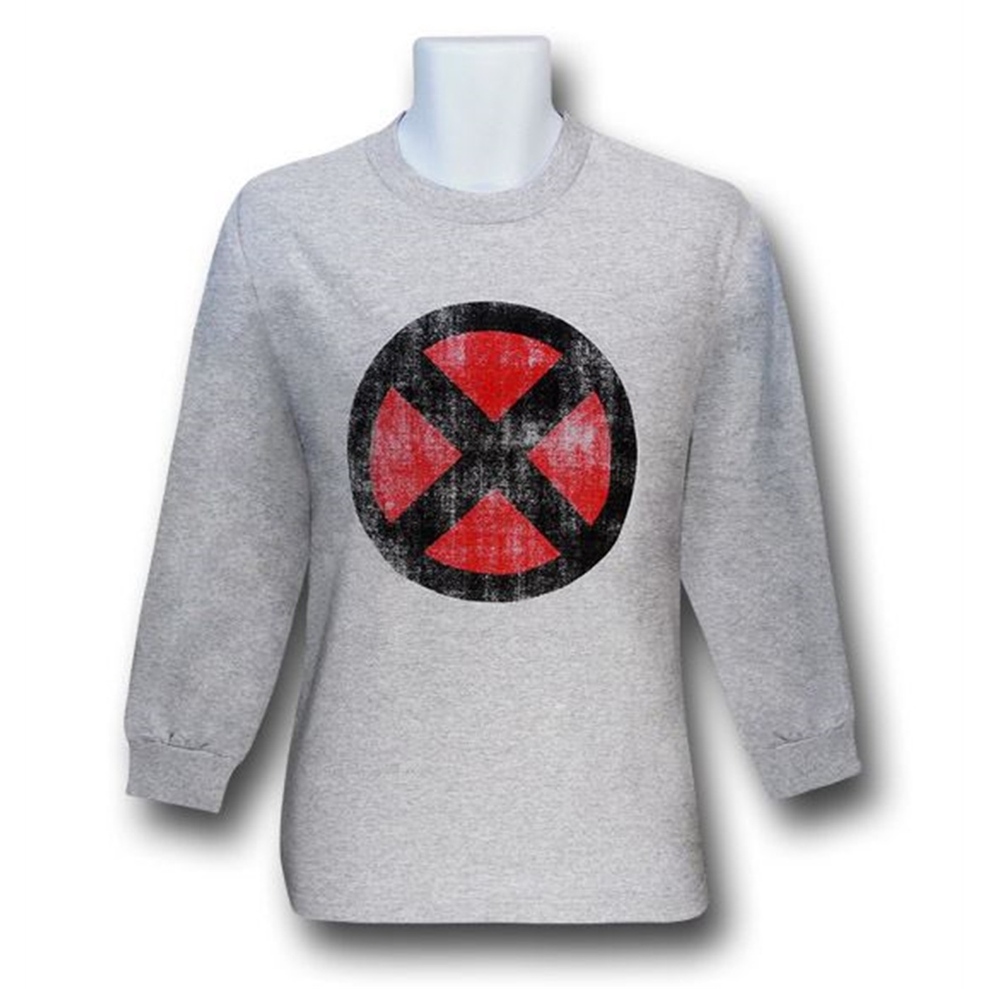 X-Men Distressed Symbol Long Sleeve T-Shirt, Grey