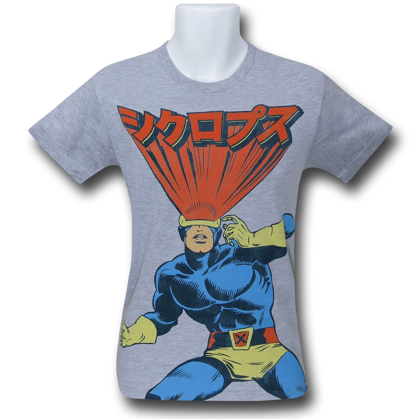 X-Men Cyclops Japanese Beam 30 Single T-Shirt, Grey