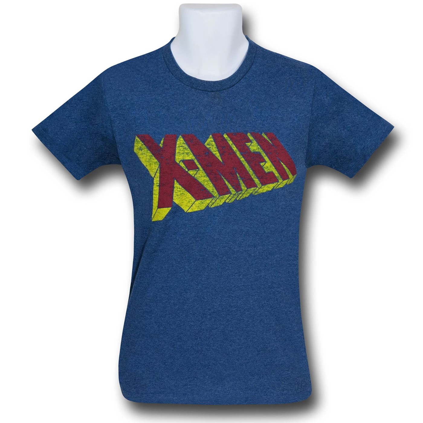 X-Men Classic Logo Heather Navy Burnout T-Shirt, Blue