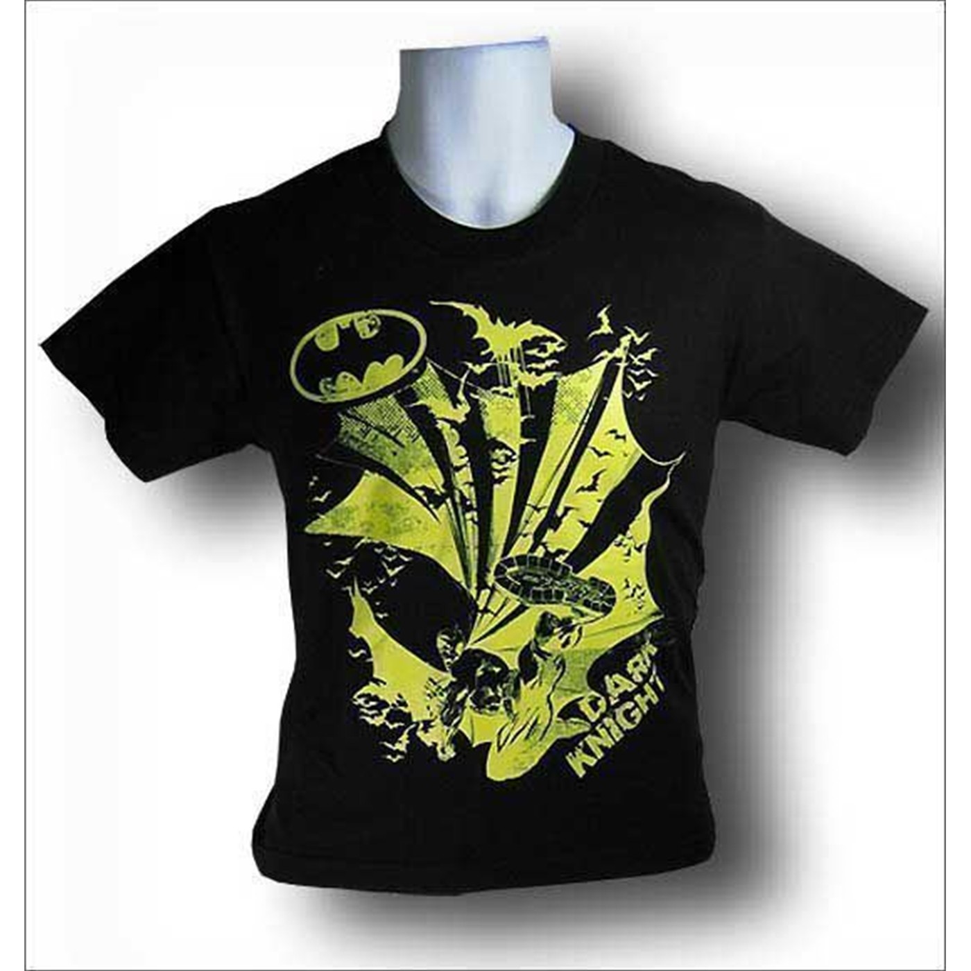 Batman Youth Yellow Kick T-Shirt, Black