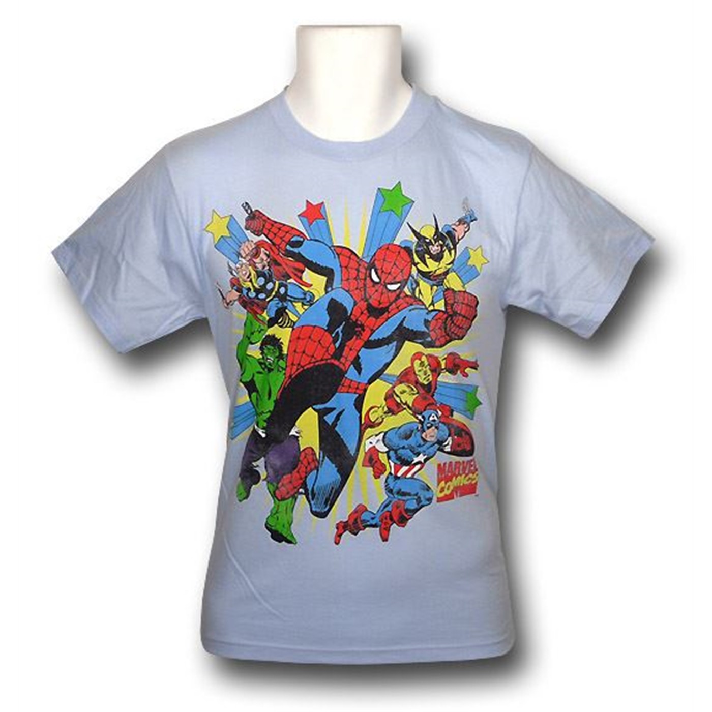 Marvel Heroes Starburst Kids T-Shirt, Blue