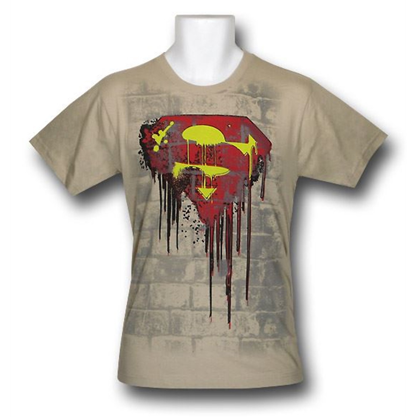 Superman Youth Brick Art 30 Single T-Shirt, Brown