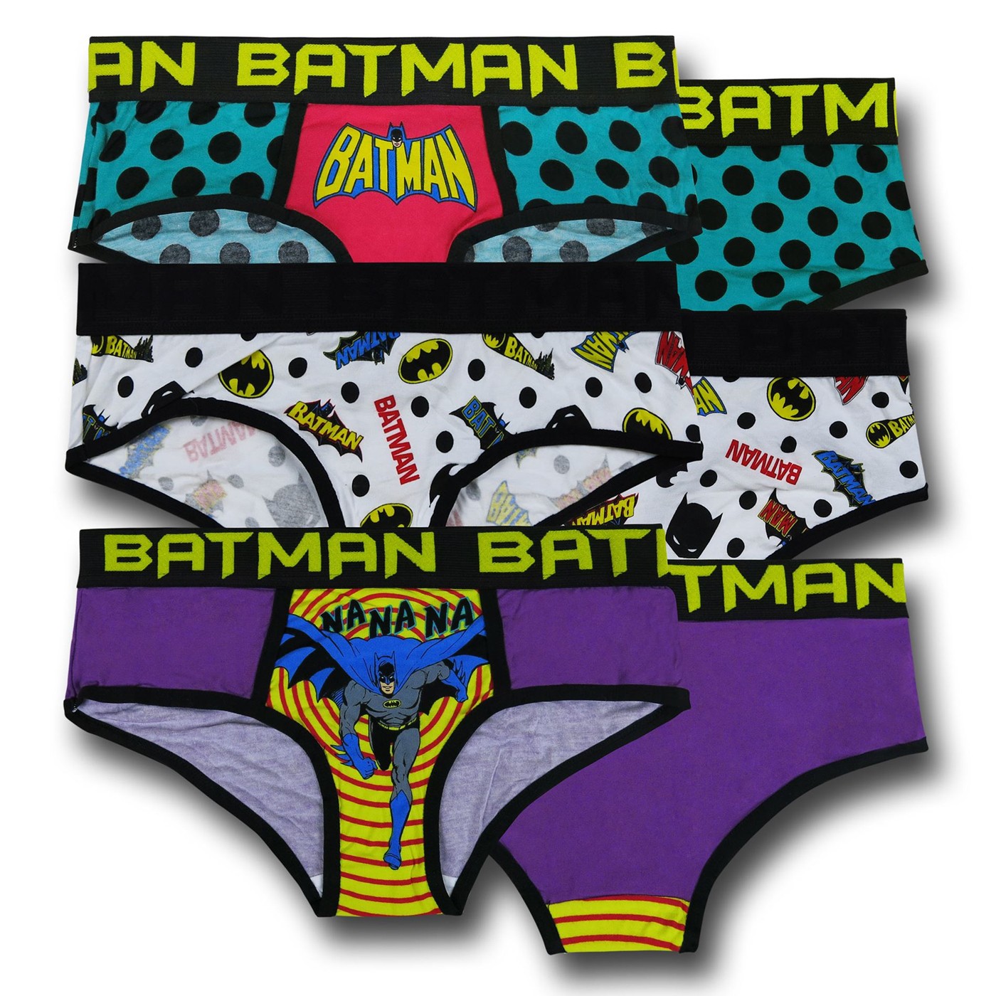 Batman Colorful Womens Panty 3-Pack, Black