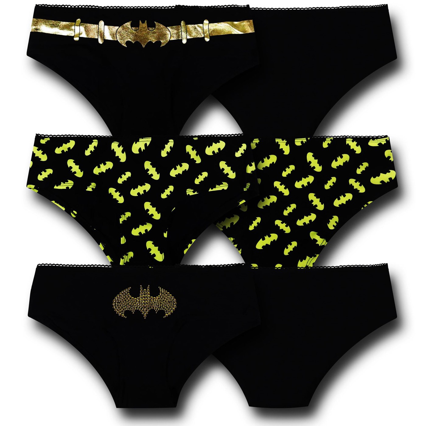 Batgirl Foil  Glow & Utility Belt Women's Briefs 3 Pack, Black