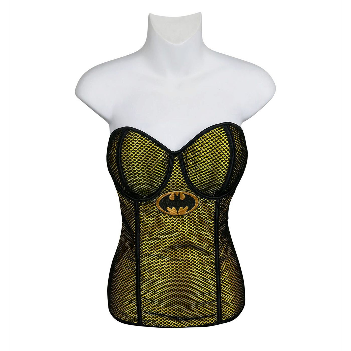Batgirl Fishnet Overlay Corset, Yellow
