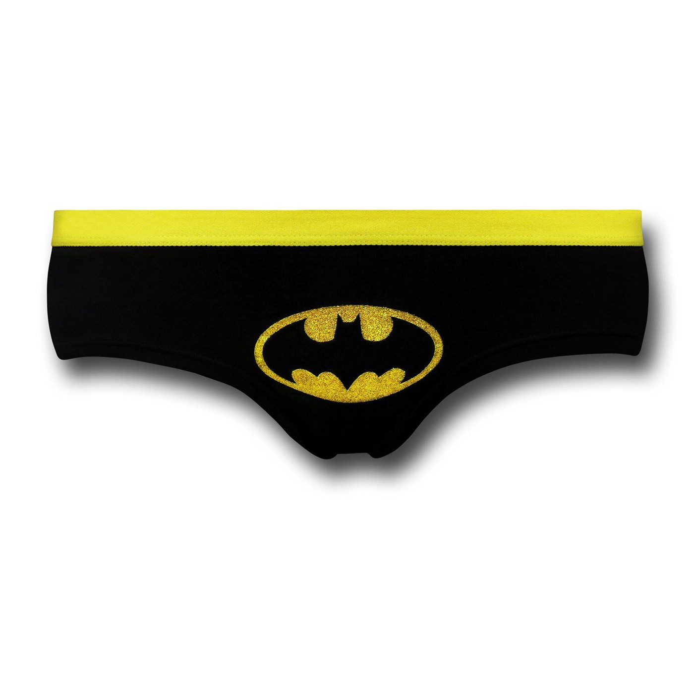 Batgirl Glitter Symbol Women's Black Briefs, Black