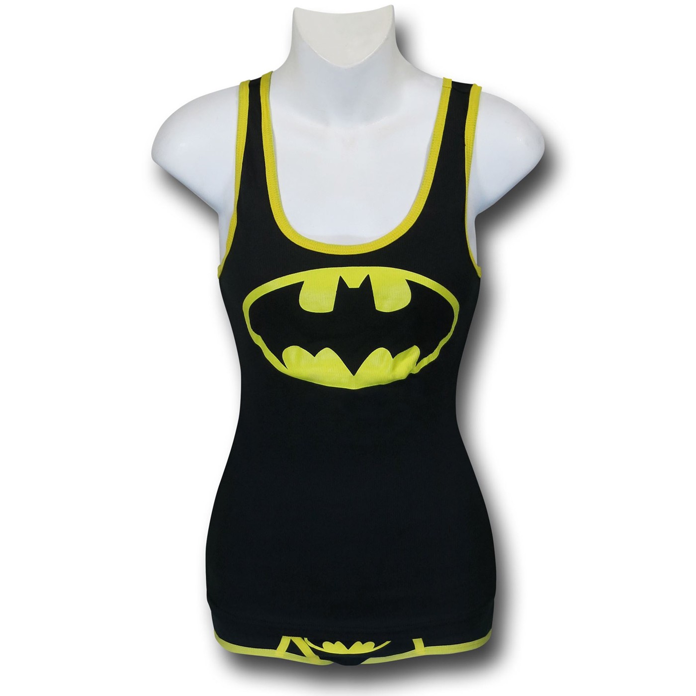 Batgirl Ribbed Women's Tank & Panty Set, Black