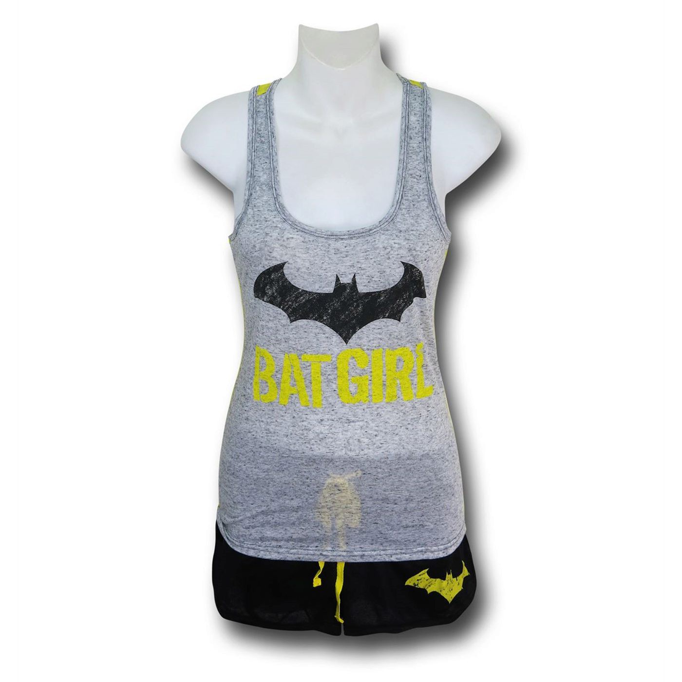 Batgirl Women's Racer Back Sleep Tank & Shorts Set, Grey