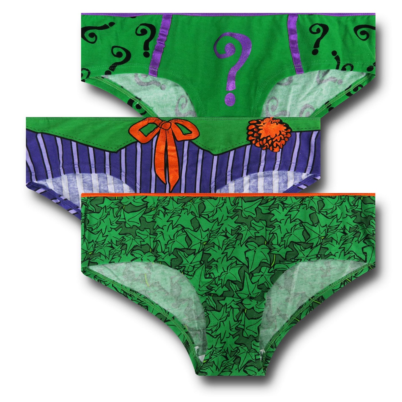 DC Villains Women's Panty 3-Pack, Green