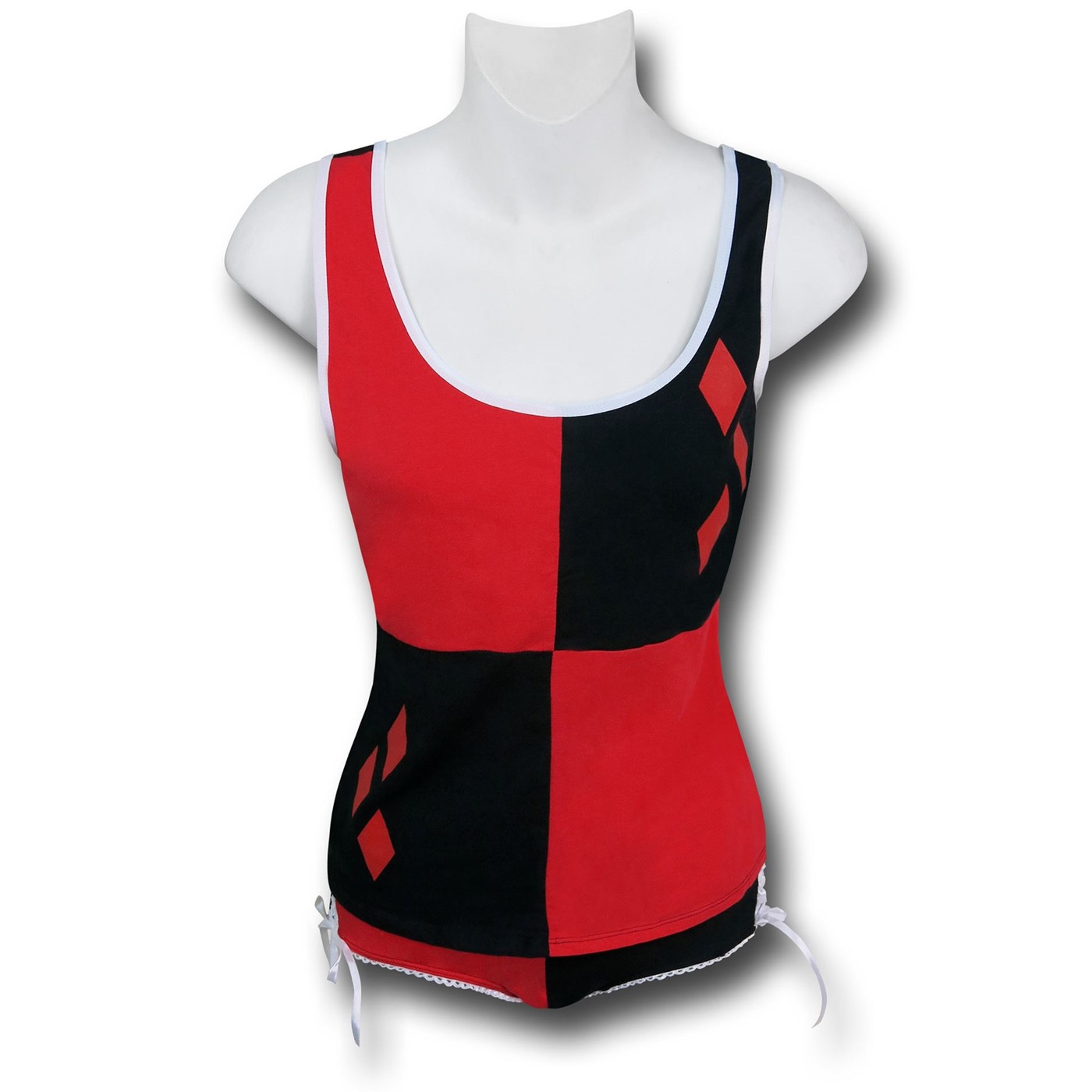 Harley Quinn Lace Up Women's Cami & Panty Set, Red