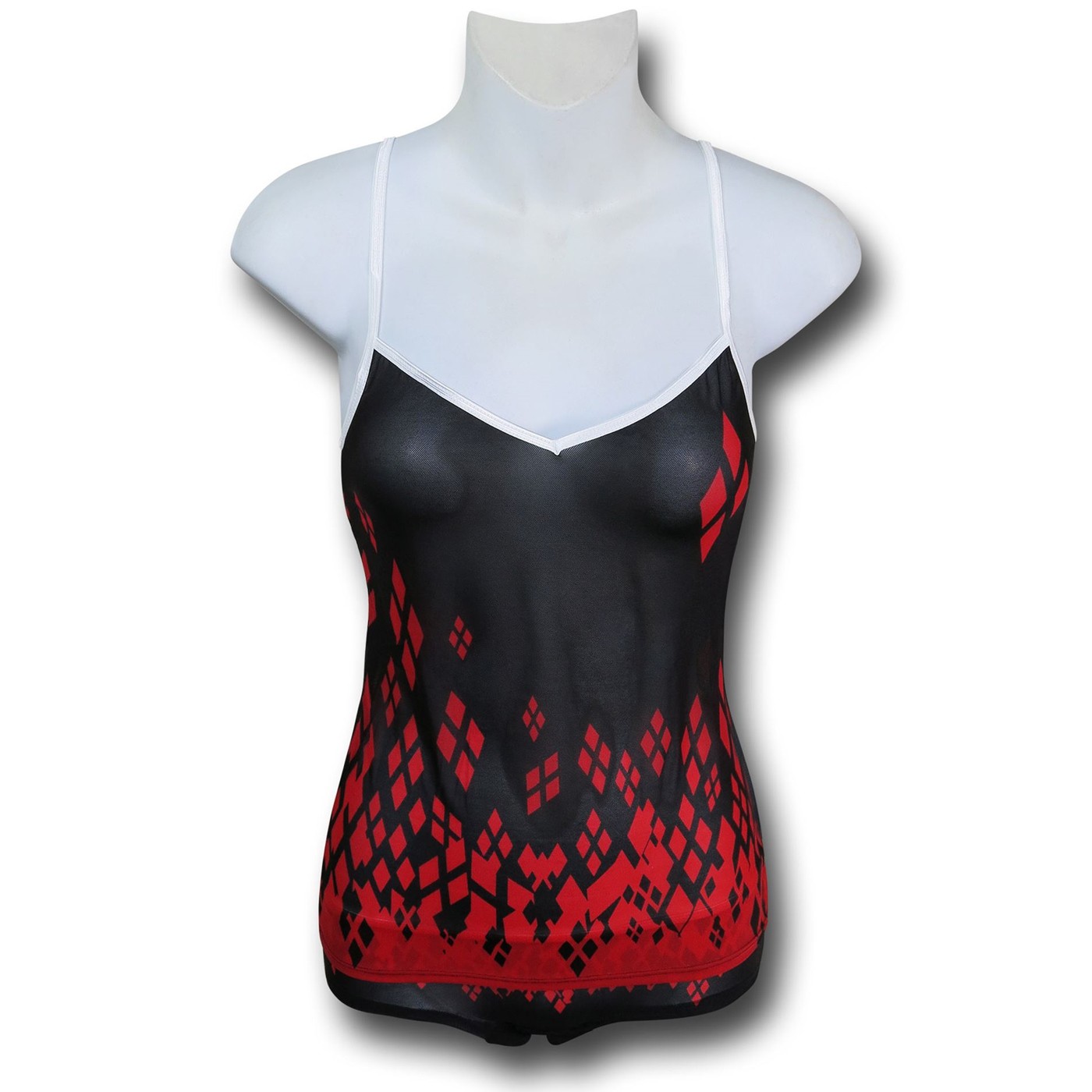 Harley Quinn Mesh Women's Cami & Panty Set, Red