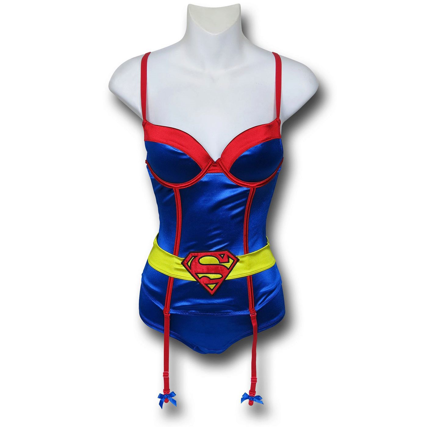 Superman Corset & Panty Set w/ Garters, Blue
