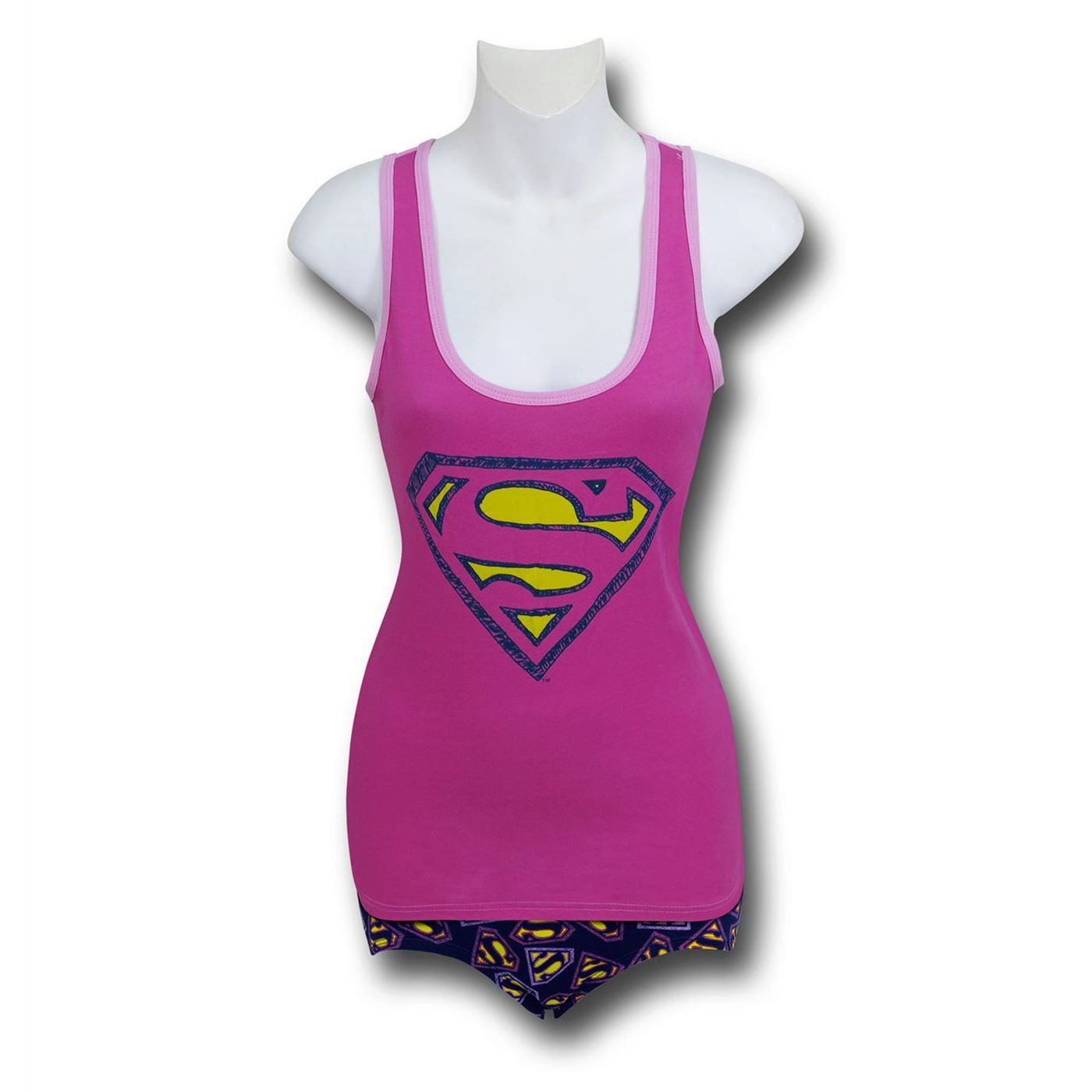 Supergirl Symbols on Pink Women's Tank & Panty Set, Pink