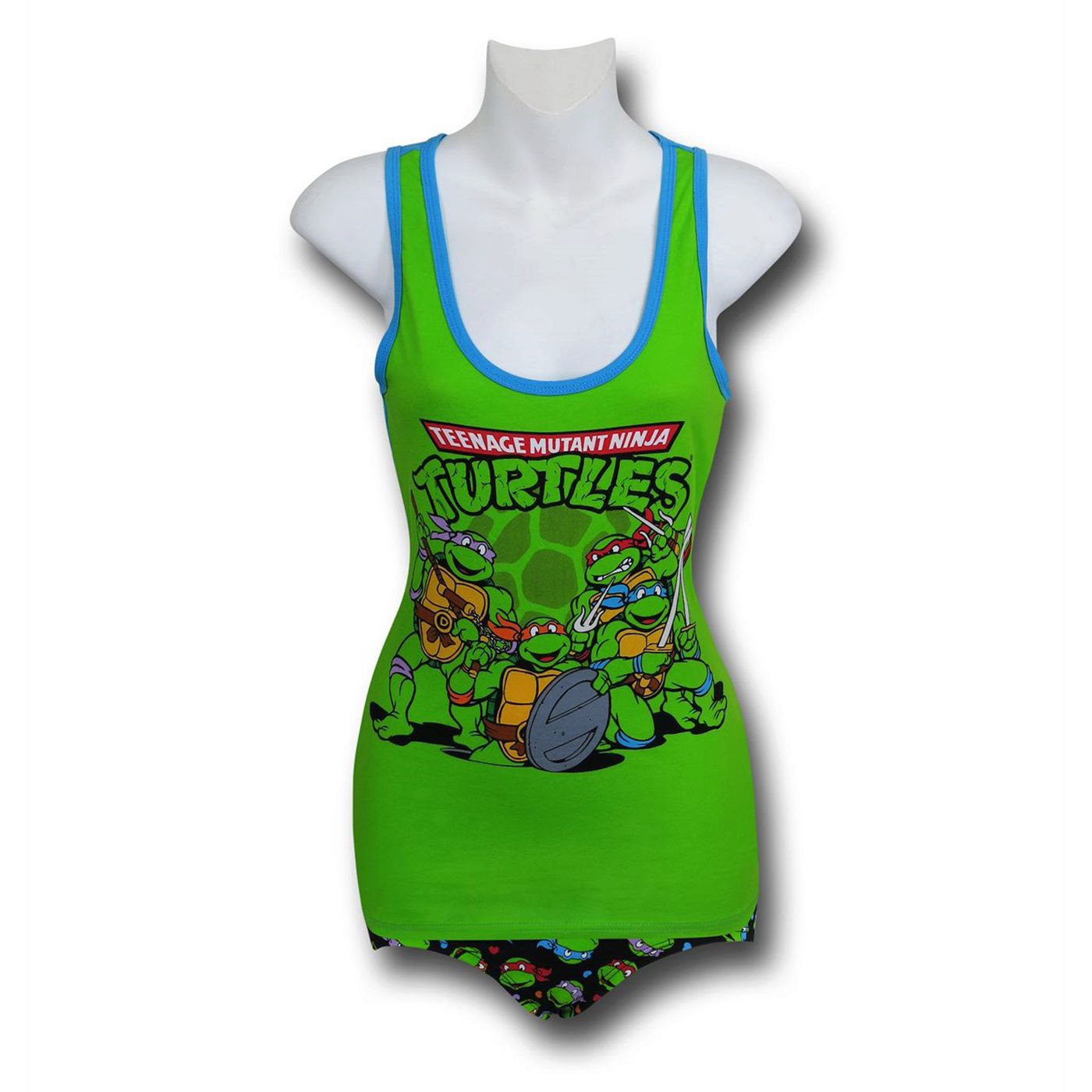 TMNT Group on Green Women's Tank & Panty Set, Green