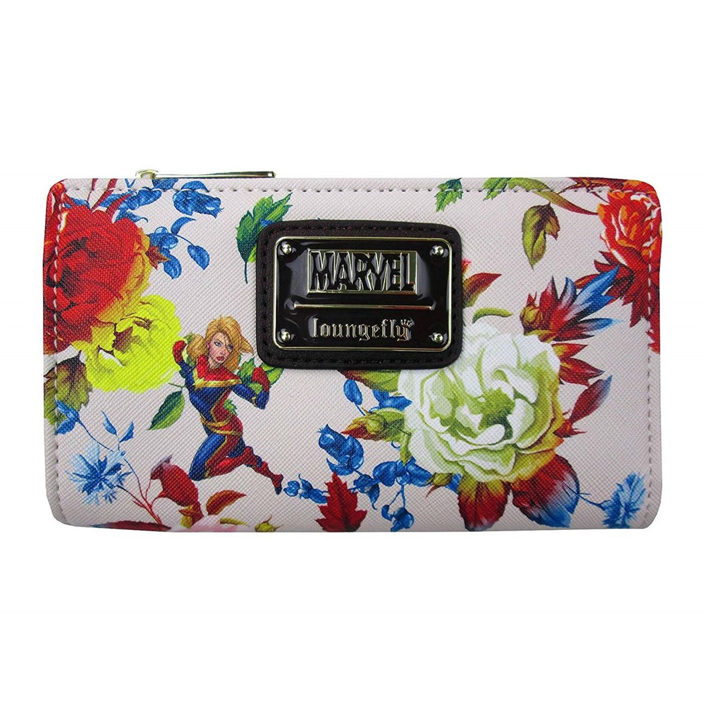 Captain Marvel Floral Bi-Fold Wallet, White