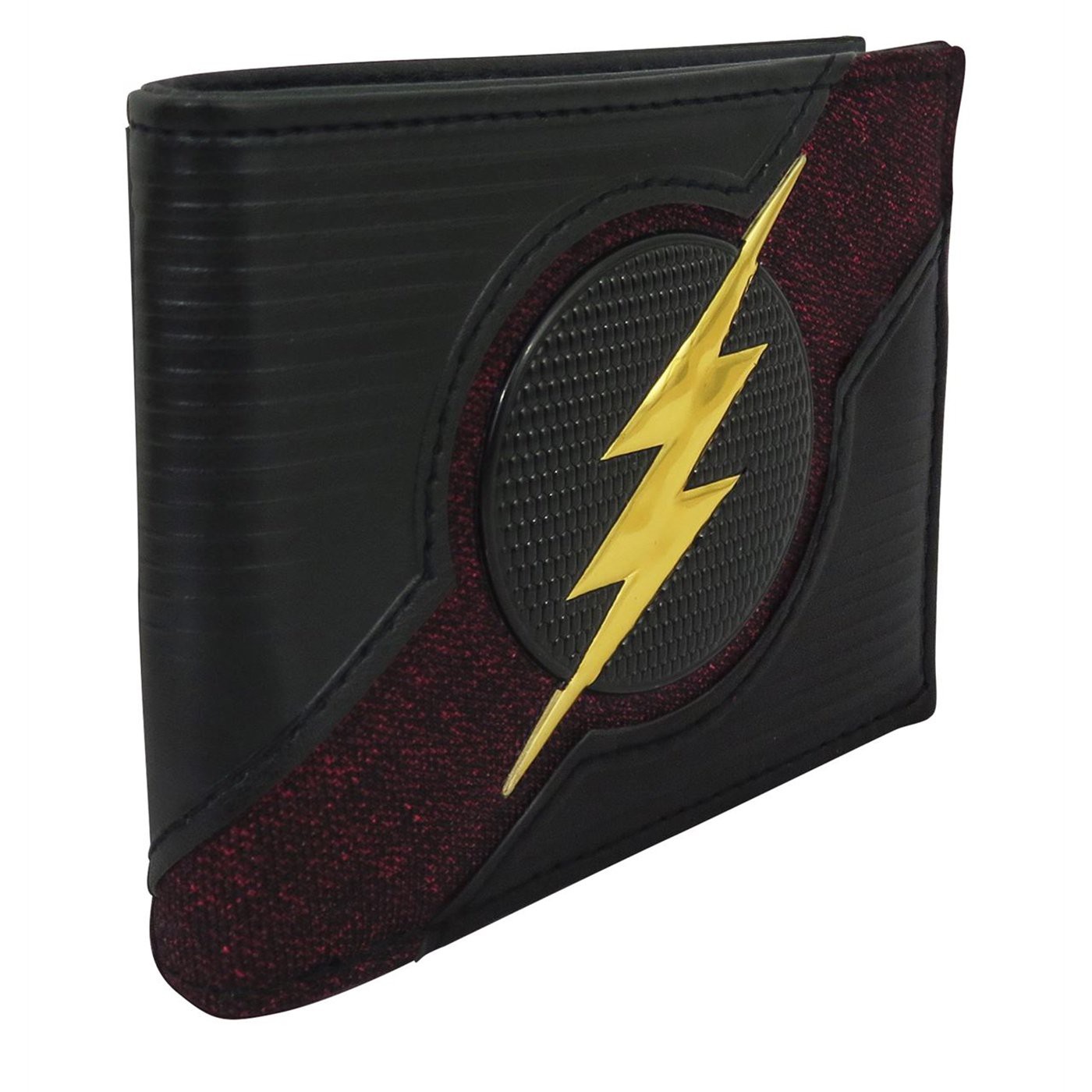 Flash Logo Chrome Weld Patch Men's Bi-Fold Wallet, Black