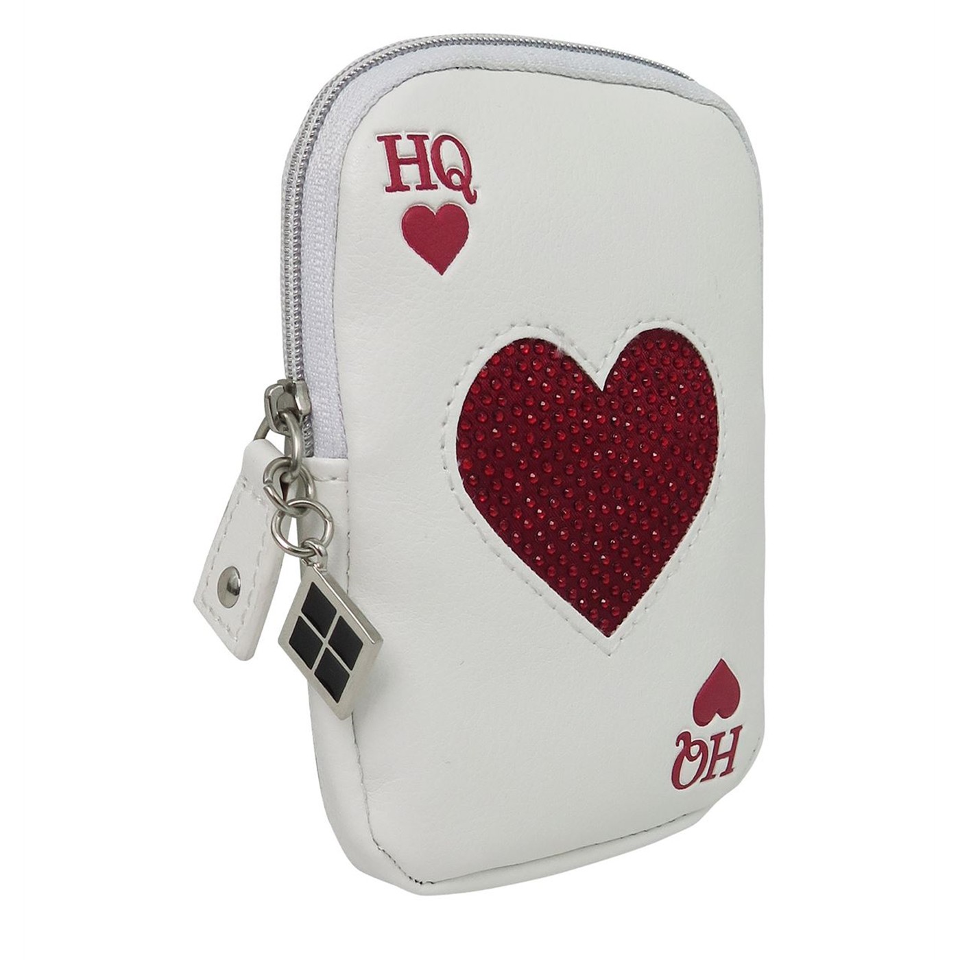 Harley Quinn Hearts Playing Card Coin Purse, White
