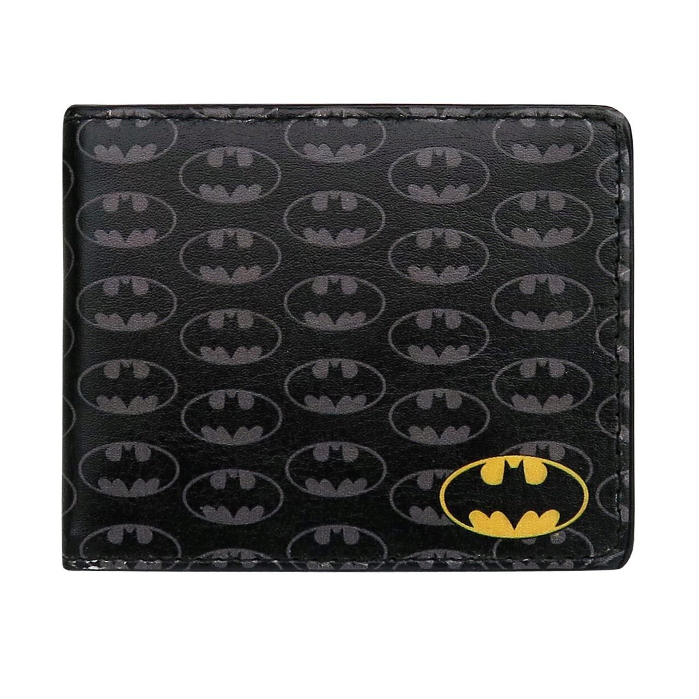 Batman Symbols All-Over Print Bi-Fold Wallet, Black