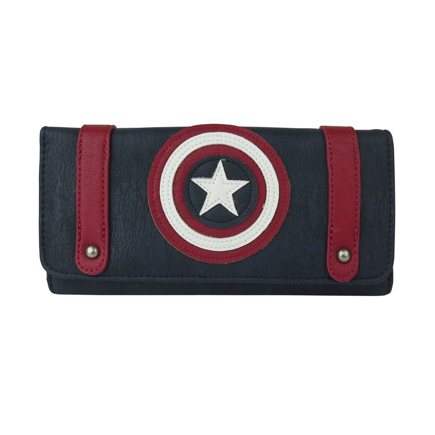 Captain America Faux Leather Tri-Fold Wallet, Blue