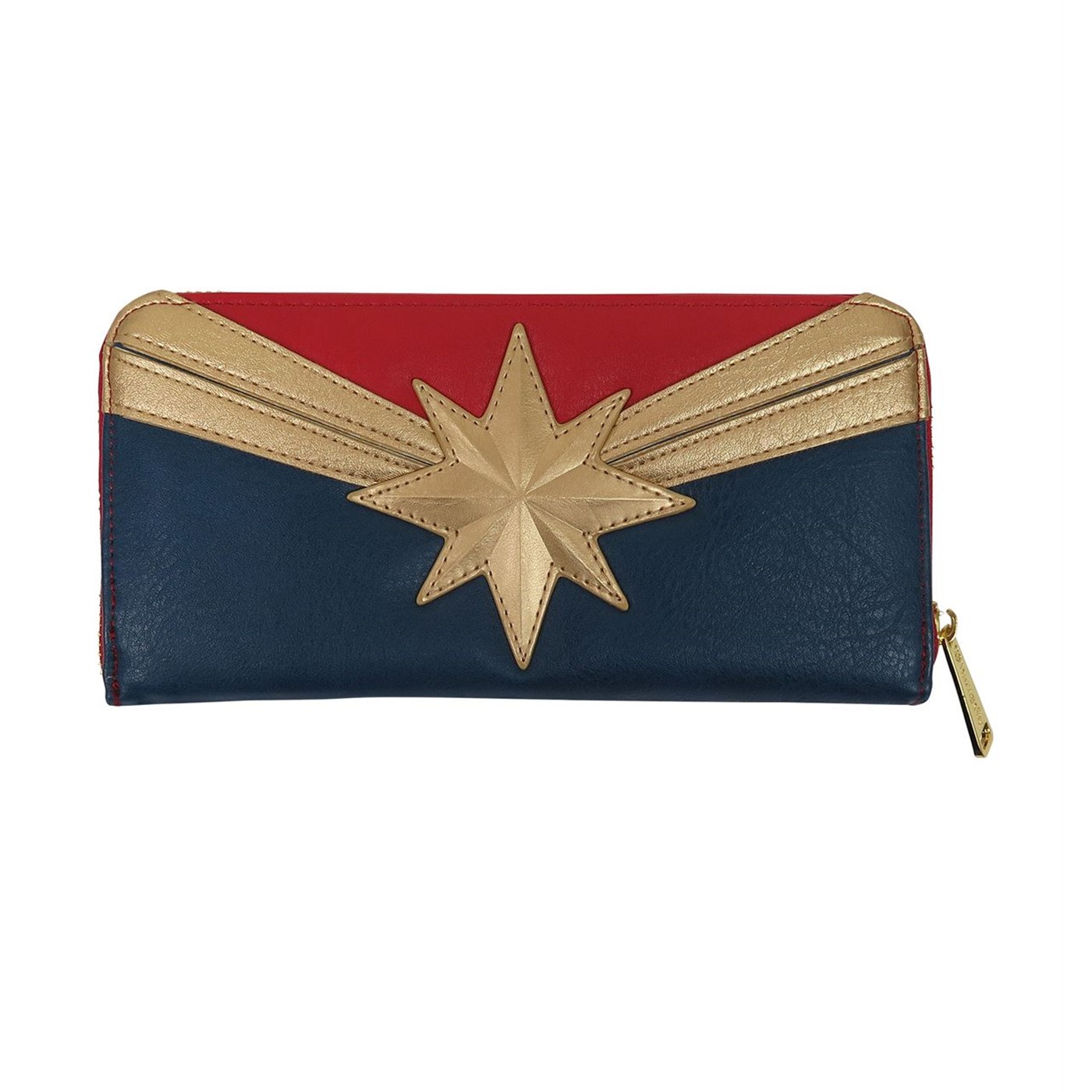 Captain Marvel Faux Leather Zipper Wallet, Blue