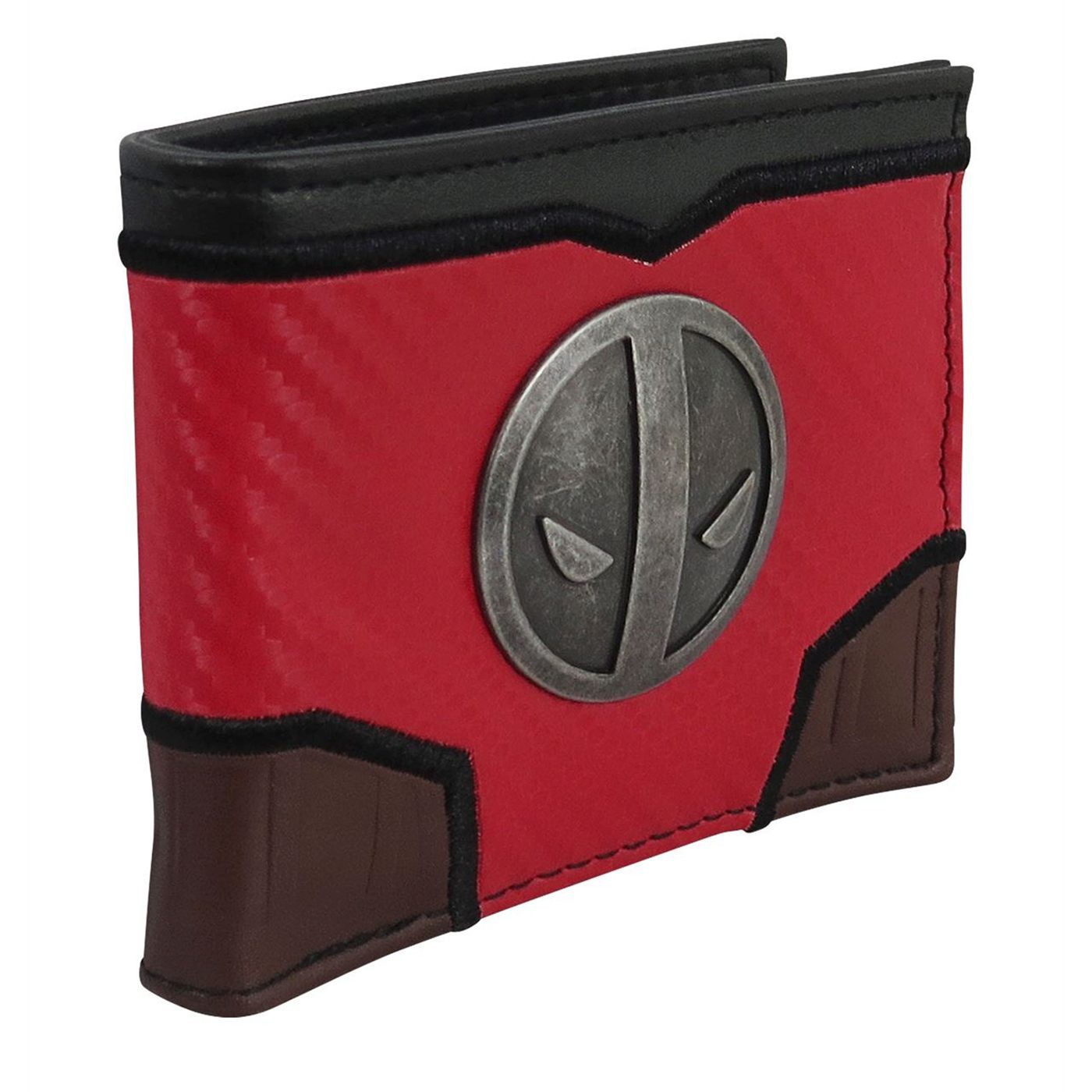 Deadpool Metal Symbol Carbon Fiber Bi-Fold Wallet, Red