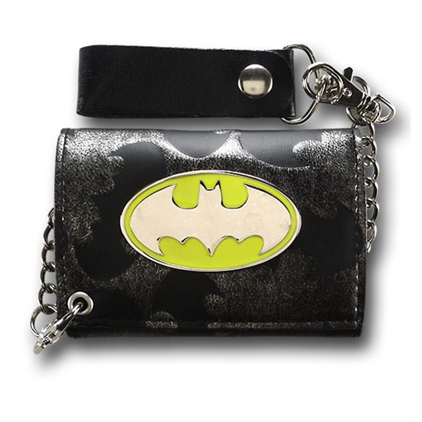 Batman Yellow and Chrome Symbol Leather Wallet, Grey
