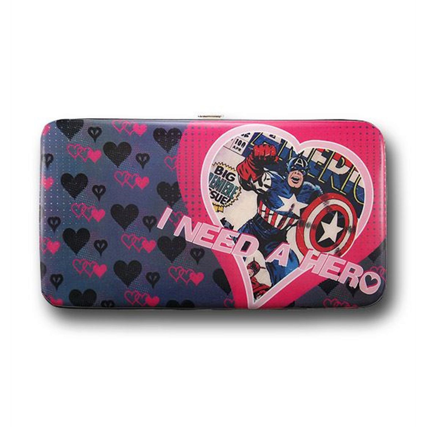 Captain America Need A Hero Ladies Hinged Wallet, Pink
