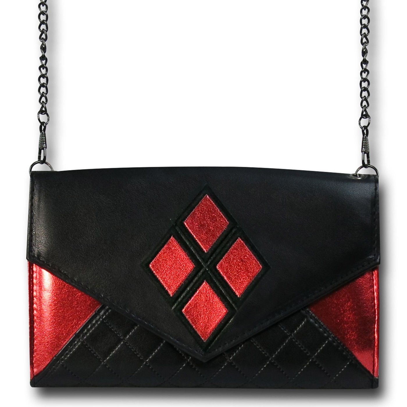 Harley Quinn Foil Envelope Wallet with Chain, Red