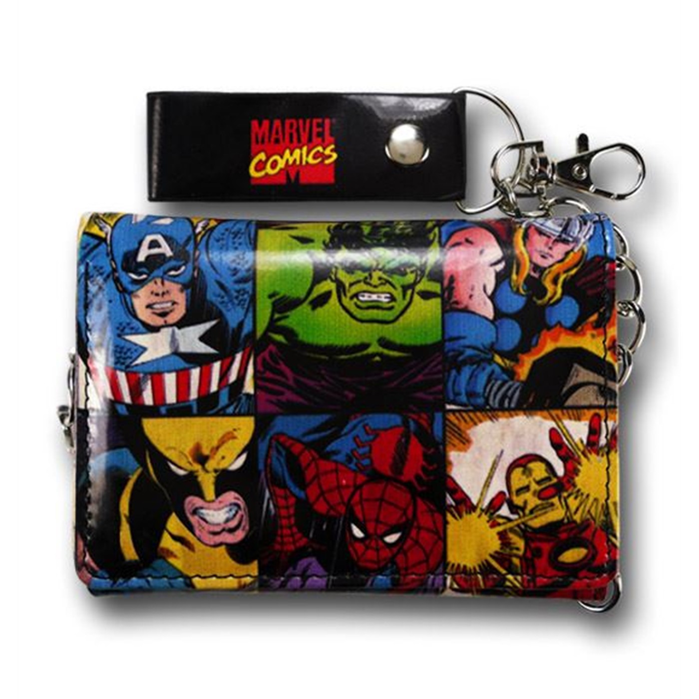 Marvel Hero Group Panel Chain Wallet, Black